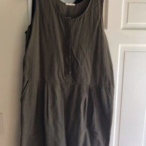 Eileen Fisher Olive Green Cotton-Linen Jumpsuit